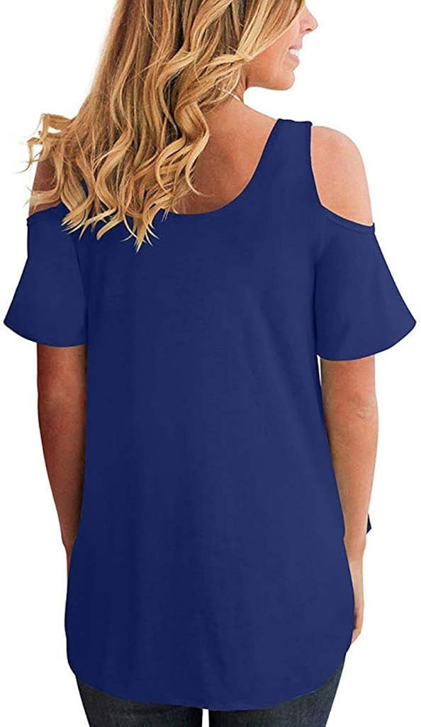 iYYVV Womens Short Sleeve Cold Shoulder T Shirt Loose Casual O Neck Blouse Tunic Tops at  Women’s Clothing store