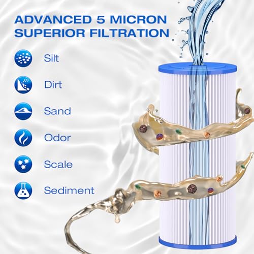 Image of H&G Lifestyles Pleated Sediment Water Filter for Well Water, 10 x 4.5 | 5 Micron Whole House Water Filters, Compatible with 84637, WPX5BB97P, PC10, 355214-45, 355215-45, WP10BB97P, WP5BB97P