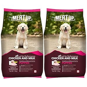Meat Up Puppy Dry Dog Food, Chicken and Milk Flavour 1.2Kg (Buy 1 Get 1 Free) Total 2.4Kg Pack