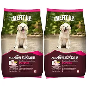 Meat Up Chicken and Milk Puppy Dry Dog Food, 1.2kg (Buy 1 Get 1 Free)