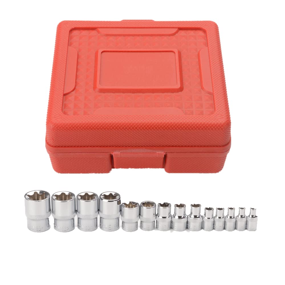 Juego de llaves de vaso Torx en forma de E, 14 piezas, forma de estrella y flor, herramienta de reparación de automóviles E4 E5 E6 E7 E8 E10 E11 E12 E14 E16 E18 E20 E22 E24