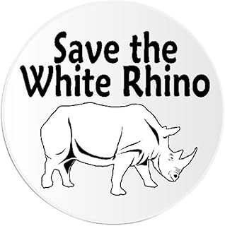 Save The White Rhino - Circle Sticker Decal 3 Inch - Endangered Species