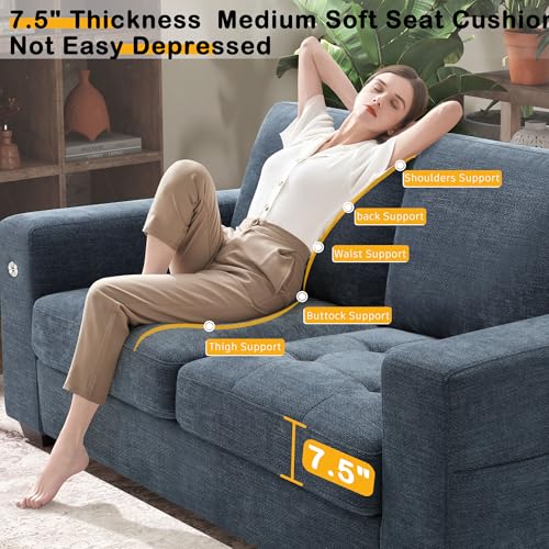 Image of Hanherry 70 inch Loveseat Sofa for Living Room, Modern Comfy Couch with Medium Firm Seat Cushion, Removable Cover,Wide Armrest,USB /Type-C Port,Chenille Fabric Couches for Small Space,Apartment,Bedroom