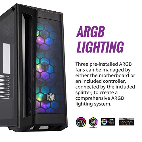 GABINETE MASTERBOX MB511 MID TOWER com 3 FANS de LED ARGB PRETO - MCB-B511D-KGNN-RGA, Cooler Master