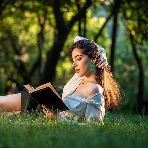 Boho Statement Earrings Beaded Raffia Palm Bohemian Lightweight Tiered Drop Dangle Earrings Gift for Women3