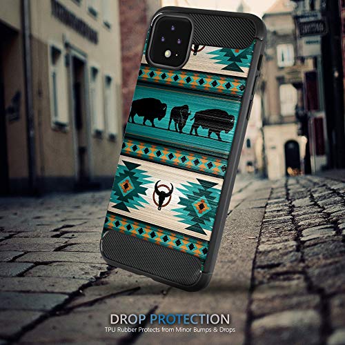 Casesondeck Case Compatible With [Google Pixel 4 Xl (2019) (6.3")] Tribal Floral Matte Tpu Flexible Carbon Fiber Textured (Buffalo Western) #TOP1