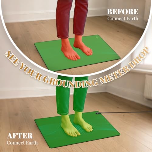 Grounding Mat with 100K Ohmresistor,The Globe Pad for Feet Earth Ground Therapy Improved Sleep Reduced Pain,Earth Grounded Pads Healthy Mats with Grounding Wire Magnetic Therapy (Art Black) — view 2