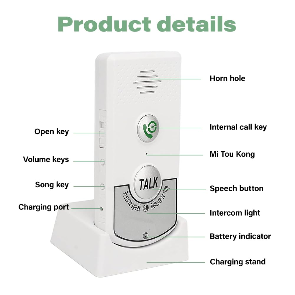 Lotvic Interphone sans Fil, Système D'Interphone sans Fil à 2 Voies pour la Maison, Sonnettes D'interphone Vocal, pour Maison, Bureau, Personnes âgées