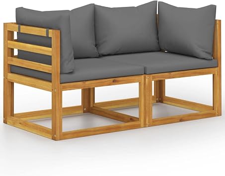 2-Seater Patio Bench with,Garden Patio Bench,Farmhouse Bench,Porch Chair, Bistro Chairs,Vintage Style,for Porch, Patio, Garden, Balcony, Backyard and Indoor, Dark Gray Cushions