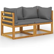 2-Seater Patio Bench with,Garden Patio Bench,Farmhouse Bench,Porch Chair, Bistro Chairs,Vintage Style,for Porch, Patio, Garden, Balcony, Backyard and Indoor, Dark Gray Cushions