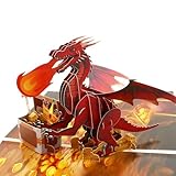 DORAFIORA® 3D Pop-Up Karte Drache mit Schatztruhe – Fantasievolle Glückwunschkarte für Kinder & Erwachsene | Pop Up Karte zum Geburtstag & für DnD- oder Fantasy-Fans | inkl. Umschlag & Einlegekarte