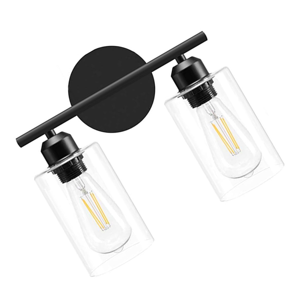 Lámpara de Pared de Hierro para Espejo de Lavabo Estilo Moderno Negro Luz Frontal Adecuada para Dormitorio y Tocador