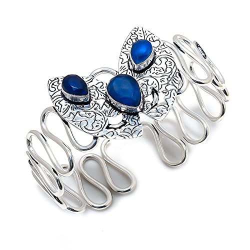 Bracelet saphirs de Birmanie en argent sterling plaqué, éclat d'une haute joaillerie artisanale