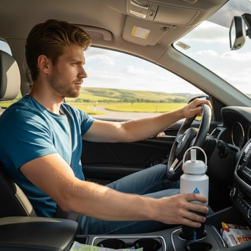 Image of SENDESTAR 32oz Water Bottle Wide Mouth Stainless Steel Vacuum Insulated Double Wall with 2 Straw Lids Fit in Any Car Cup Holder