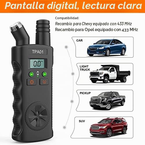 Sensor de reinicio TPMS 2 en 1, medidor digital de presión de neumáticos, herramienta de reaprendizaje TPMS, 4 rangos de ajuste, apagado automático, repuesto para