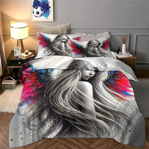 Housse de couette ailes d'ange avec fermeture éclair pour un lit double sans plis - 5