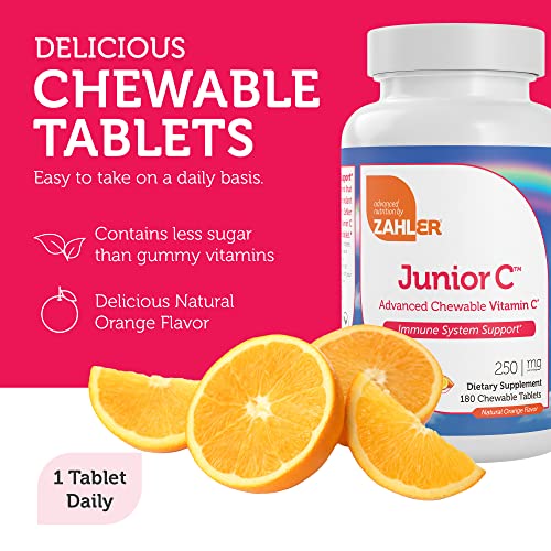 Zahler Junior C Advanced Chewable Vitamin C For Kids - Immune Support Kids Vitamins In Delicious Orange Flavor - Kosher Kids Vitamin C For Immunity - Vitamin C Chewable Antioxidant - (180 Count) #TOP3