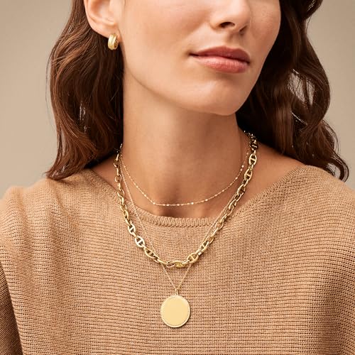 Image of Fossil Women's Ellis Toi Et Moi Gold-Tone Brass Station Necklace