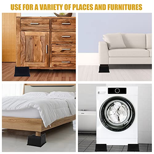 Tocawe Bed Risers 4 Inch Rectangular 2023 Upgraded, Furniture Risers For Desk/Couch/Sofa/Table And Chair Leg Lifts,Widen & Heavy Duty Set Of 8,Supports Up To 5500 Lbs,Balck #TOP4