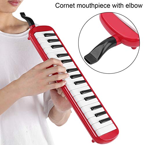 32 Tasten Melodica Air Piano Keyboard Musikinstrument mit Tragetasche und Kurzem Mundstück (Rot)