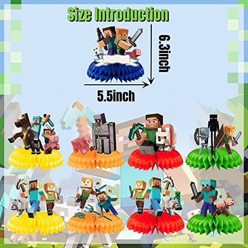 9 Piece Pixel Party Decorations, Pixel Birthday Party Supplies, Honeycomb Centerpiece Table Decorations, 3D Design Pixel Party Supplies #TOP3