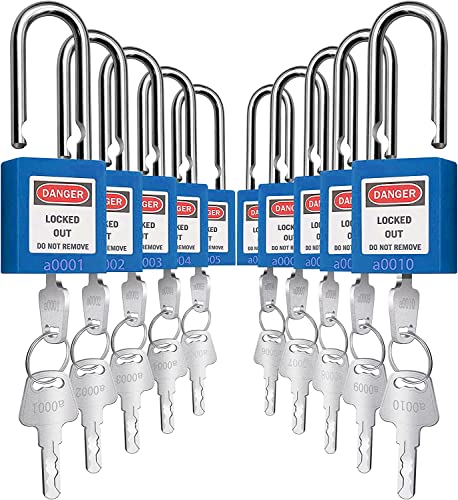 SAFBY Lockout Tagout Lock 10pcs Key Alike OSHA Loto Safe Padlocks for Lock Out Tag Out Stations and Devices