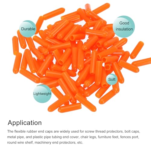Image of MECCANIXITY 100pcs 3mm(1 /8 inch) Rubber End Caps Cover PVC Vinyl Screw Thread Protector Round Wire Shelf Caps for Screw Bolt Pipe Fence Post, Orange