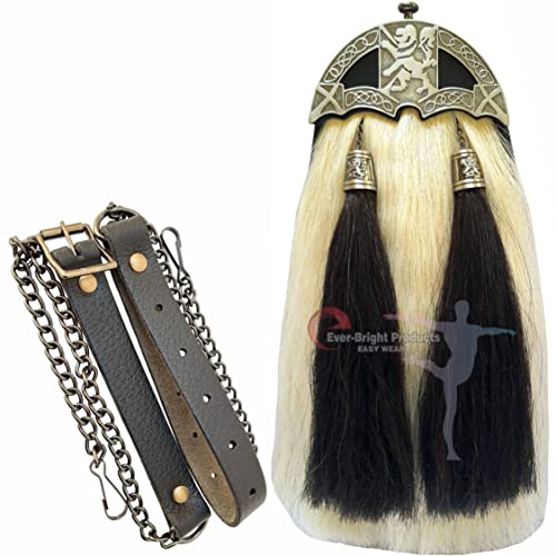 Scottish Original Kilt Long Horse Hair Dress Sporran With Unique Enamel Cantel