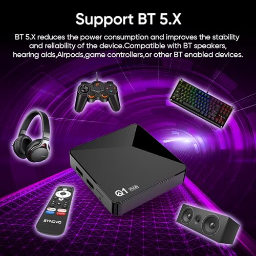 Image of 4K Android TV Box with 4GB RAM+32GB ROM Chromecast Built-in Android 14, Bluetooth 5.1 Dual Band CPU 2.4 /5GHZ HDR Support Smart OTT Box (Black, Google Assistant Working, HDMI Port Compatible)
