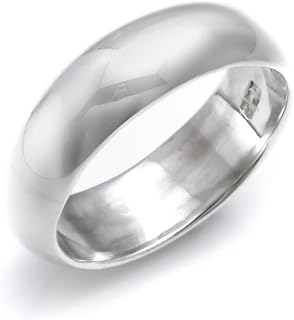 Sterling Silver Court Ring for Women - Classic 925 Silver Band Ring for Men - Simple Smooth Wedding Band - Elegant Unisex Jewelry for Everyday Wear - Couple's Promise Rings for Stacking