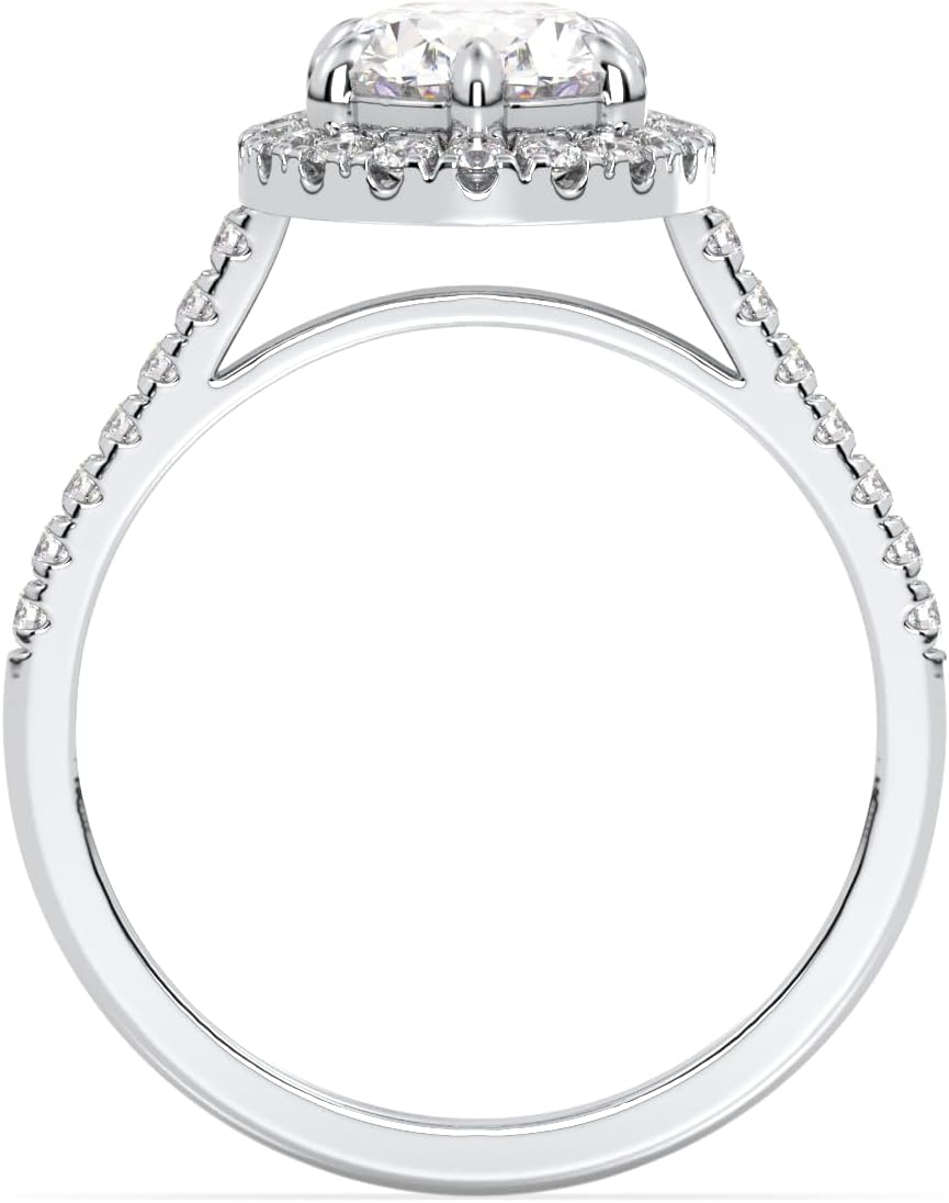 Certified 1 - 2.5 Carat Moissanite Engagement Ring for Women, D Color VVS1 Clarity 925 Sterling Silver 18k Gold Rhodium Plated Halo Solitaire Rings for Promise, Birthday, Anniversary, Mother’s Day