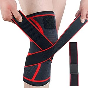 Quesuc Compressie Riem Gebreide Sport Knee Pads Badminton Running Fitness Knie Pads Outdoor Klimmen Knie Pads (M, black)