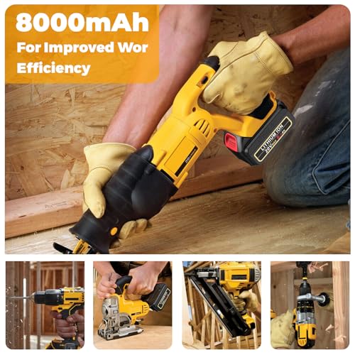 Image of Futurebatt 20V Lithium Ion Battery Replacement for Dewalt 20V Max 8000mAh Compatible with Dewalt Batteries DCB205 DCB206 DCB207 DCB204 DCB201 DCB200 DCD DCF DCG Series Cordless Power Tools (6 Pack)