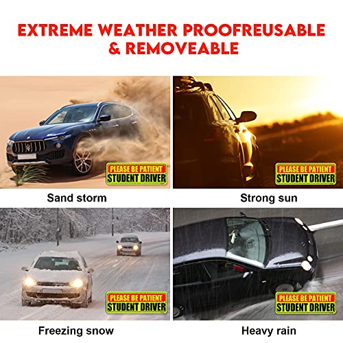 Botocar Student Driver Sticker Magnet For Car, Please Be Patient Student Driver Magnet, Magnetic New Driver Magnet For Car, New Drivers Vehicle Safety Sign, Yellow Large Bold Text 10 X 3.5 Inch #TOP5