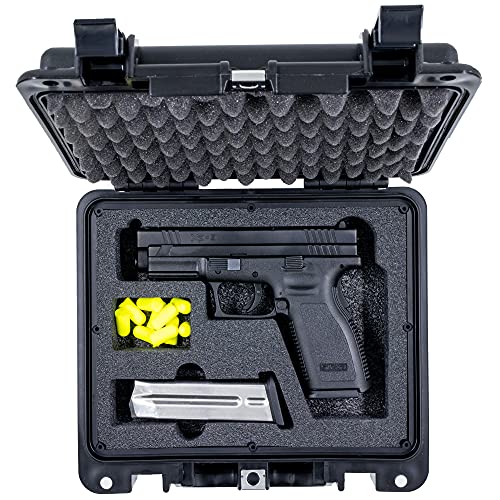 Evergreen Single Pistol Case - USA Made Mil Spec Single Pistol w/Magazine storage capacity case - Best hard protective case for home storage and secure travel