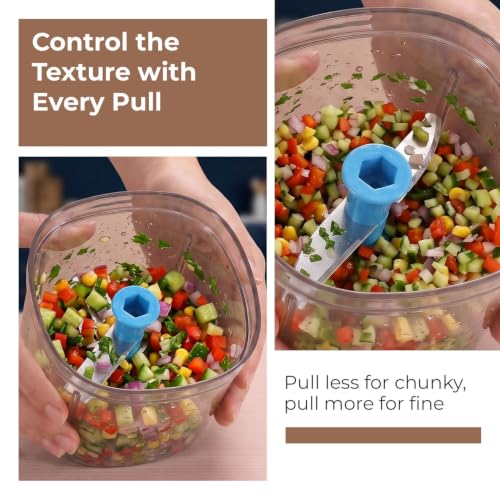 Image of Lifelong 600ml Nutrichop Vegetable Chopper for Kitchen|Manual Chopper with Easy Pull Cord| 6 Stainless Steel Blades, Antislip Base, Airtight Lid, BPA Free |Mini Chopper for Veggies, Fruits, Dry fruits
