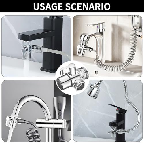 3 Wege Umschaltventil Wasserhahn mit M22 zu M24, G1/2 Shower Diverter Valve Messing Legierung, Water Umsteller Gilt für Waschbecken Bad Küche, 3-Wege-T-Adapter Umstellventil Ersatzteil