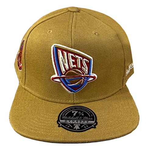 Mitchell & Ness New Jersey Nets Brooklyn Sand and Sky Dynasty Fitted Hat Cap - Brown (as1, Numeric, Numeric_7_and_1_Quarter, Brown)