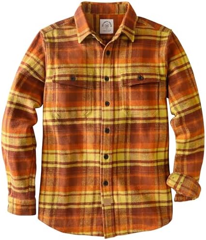 Dubinik® 13 oz Extra Schwe Flanellhemd Herren Langarm Warm Baumwolle Knopf | Klassisch, Robust, Langlebig; Warm FüR Herbst Und Winter; Vielseitig FüR Alltag, Freizeit, Outdoor Oder