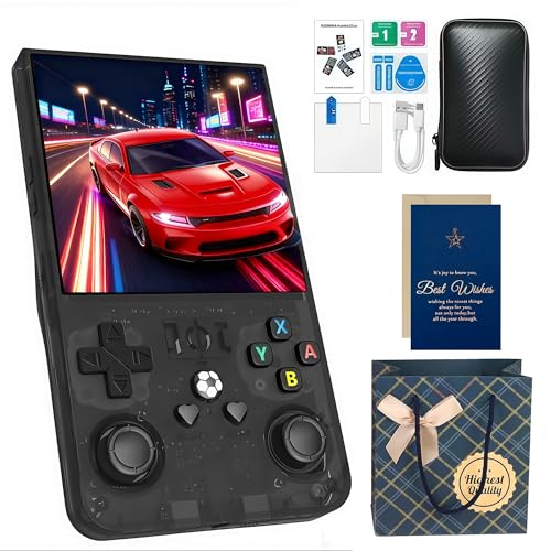 R36MAX Retro Handheld Game Console with Gift Card & Premium Bag, 4.0 Inch IPS Screen, 21,000+ Classic Game, Portable Linux System, 4000mAh Battery Retro Gaming Console (Black Set)