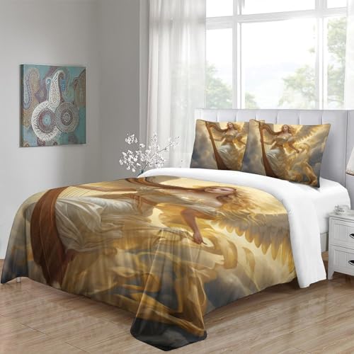 Housse de couette Les Anges 3D 200x200 avec taies en microfibre