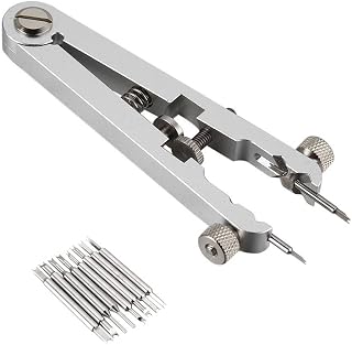 TPSKY Spring Bar Remover,Watch Tweezer Bracelet Spring Bar Remover Replace Tool with 8 Pins, for Watch Repair Kit(Sliver)