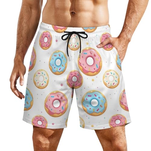 Pantalones Cortos de Playa para Hombre con diseño de donas y chispas de Dibujos Animados, Forro de compresión, Pantalones Cortos de Secado rápido