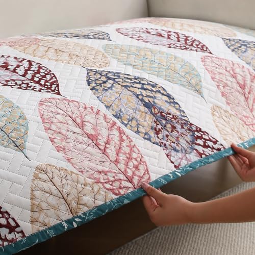 Image of HOKIPO 'HomeHues Series' Printed Quilted 3 Seater Sofa Cover Seat Mat, Multicolor Linden Leaf (IN-809-D7*1)