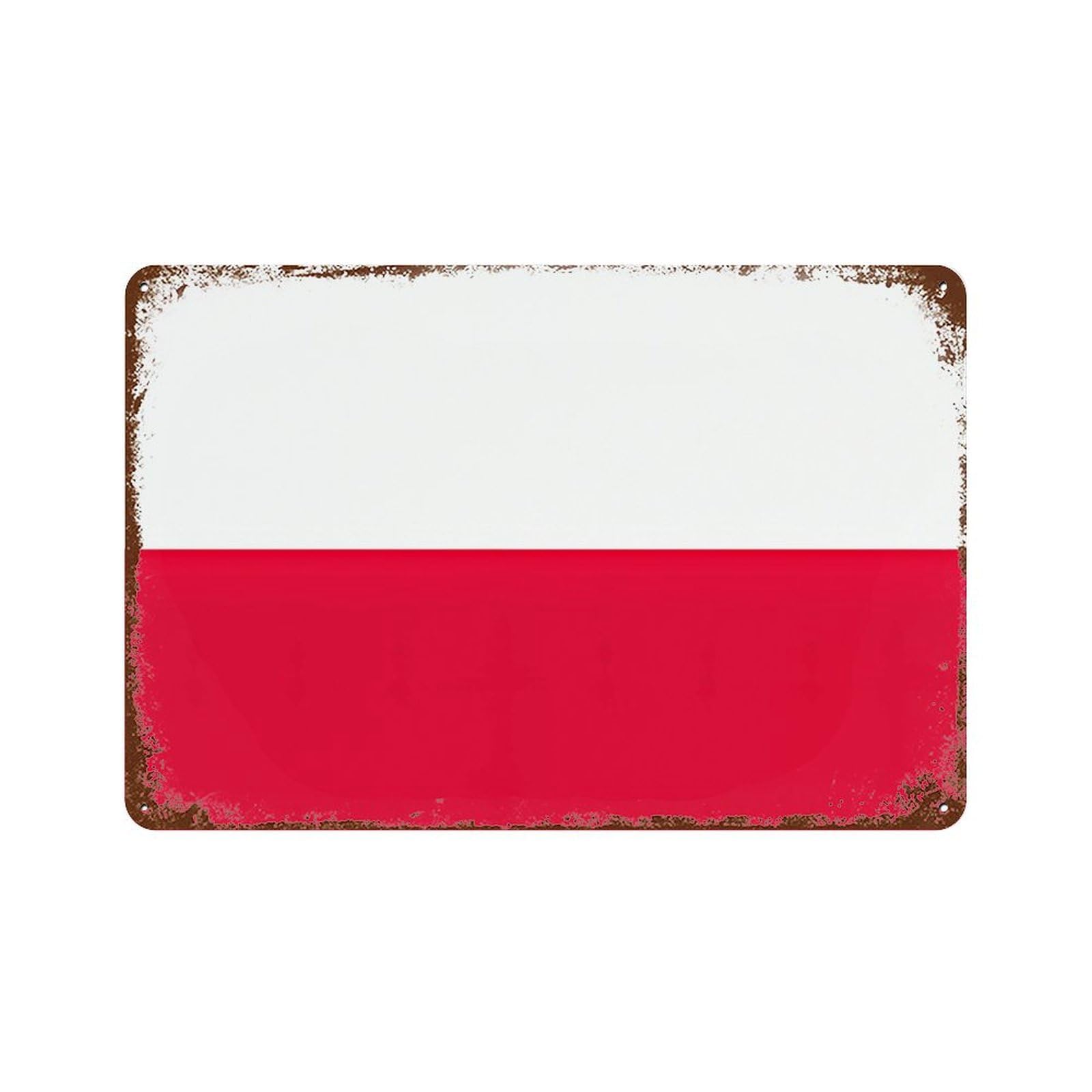 KWQDOZF Poland Poles Flag Theme Metal Tin Sign,Vintage Iron Hanging Plate Horizontal with Rust Poster Wall Decor 8x12inch