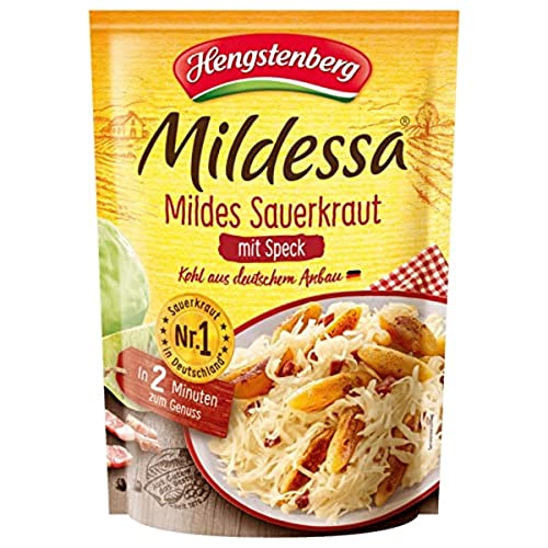 Hengstenberg Mildessa Mildes Sauerkraut mit Speck, 400 g, Abtropfgewicht 350g
