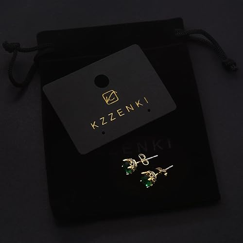 Miniatura 7 de Aretes negros y dorados para hombres y mujeres, con corona retro, hipoalergénicos, de acero inoxidable, con circonita cúbica