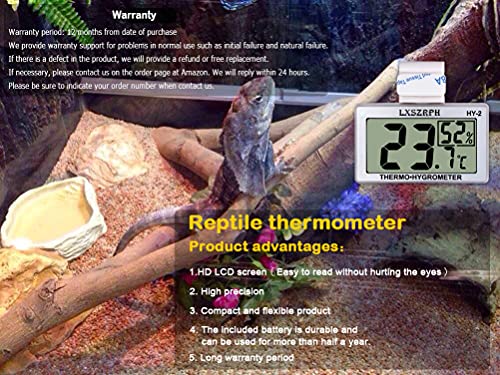Gxstwu Reptile Hygrometer Thermometer Lcd Display Digital Reptile Tank Hygrometer Thermometer With Hook Temperature Humidity Meter Gauge For Reptile Tanks, Terrariums, Vivarium 1Pack #TOP3