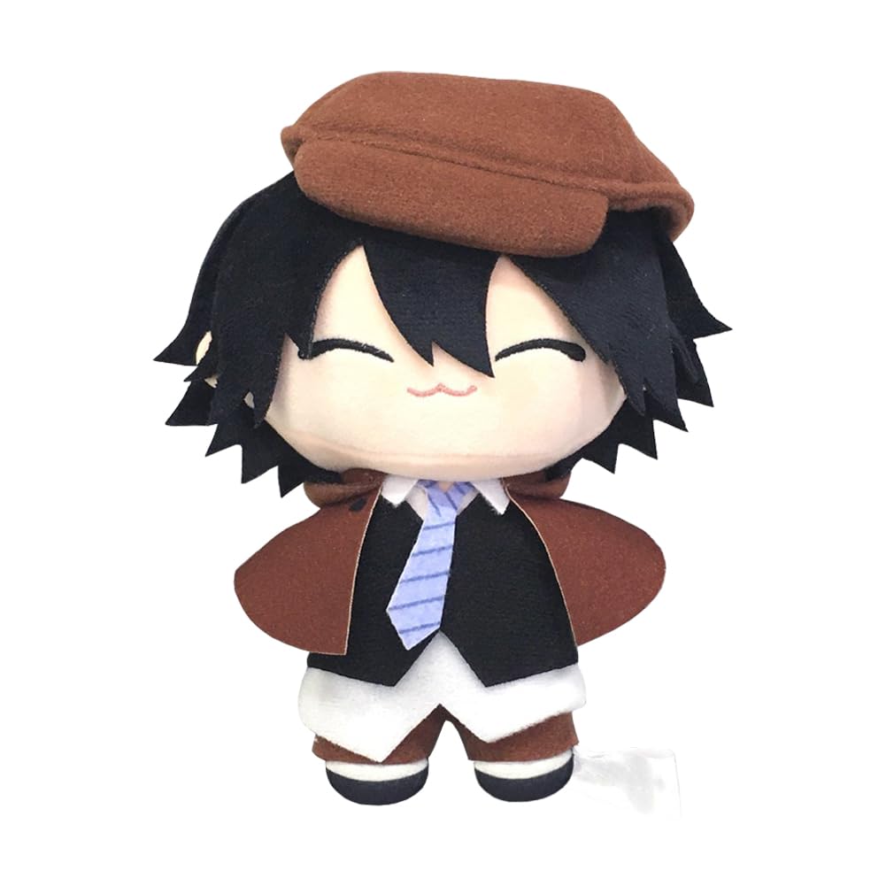 Jilijia Ranpo Edogawa Plush Pillow BSD Anime Character Dazai Osamu Soft Stuffed Figures 20CM Cartoon Cute Throw Pillows Bedroom Sofa Decoration Gifts for Fans