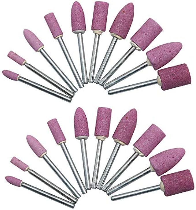NIUPIKA Abrasive Wheels Polishing Bits Grinding Stone Bit Rotary Tool Accessories Drill Grinder Bit Kit 3mm Mandrel 20 Pieces